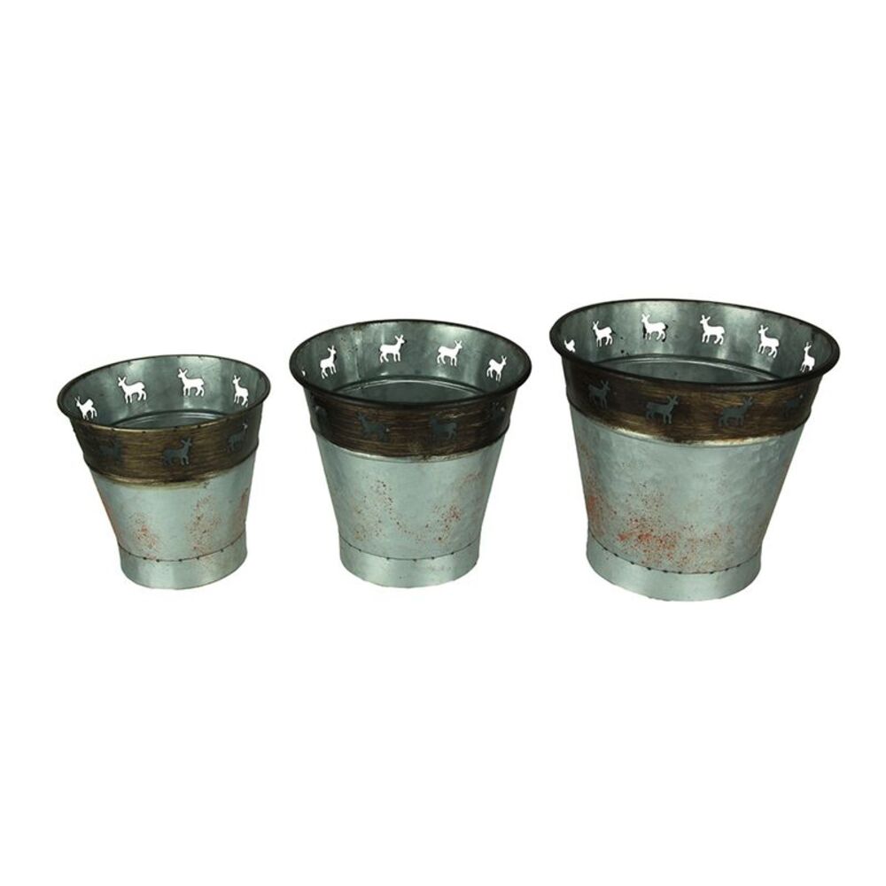 Rustic Metal Deer Cutouts Primitive Bucket Set of 3